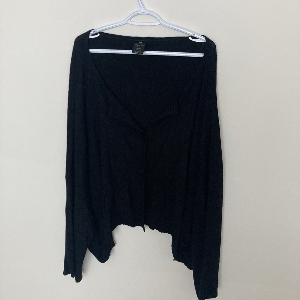 Kaliyana Black Cardigan Single Button Ribbed Wide Sleeve Size M